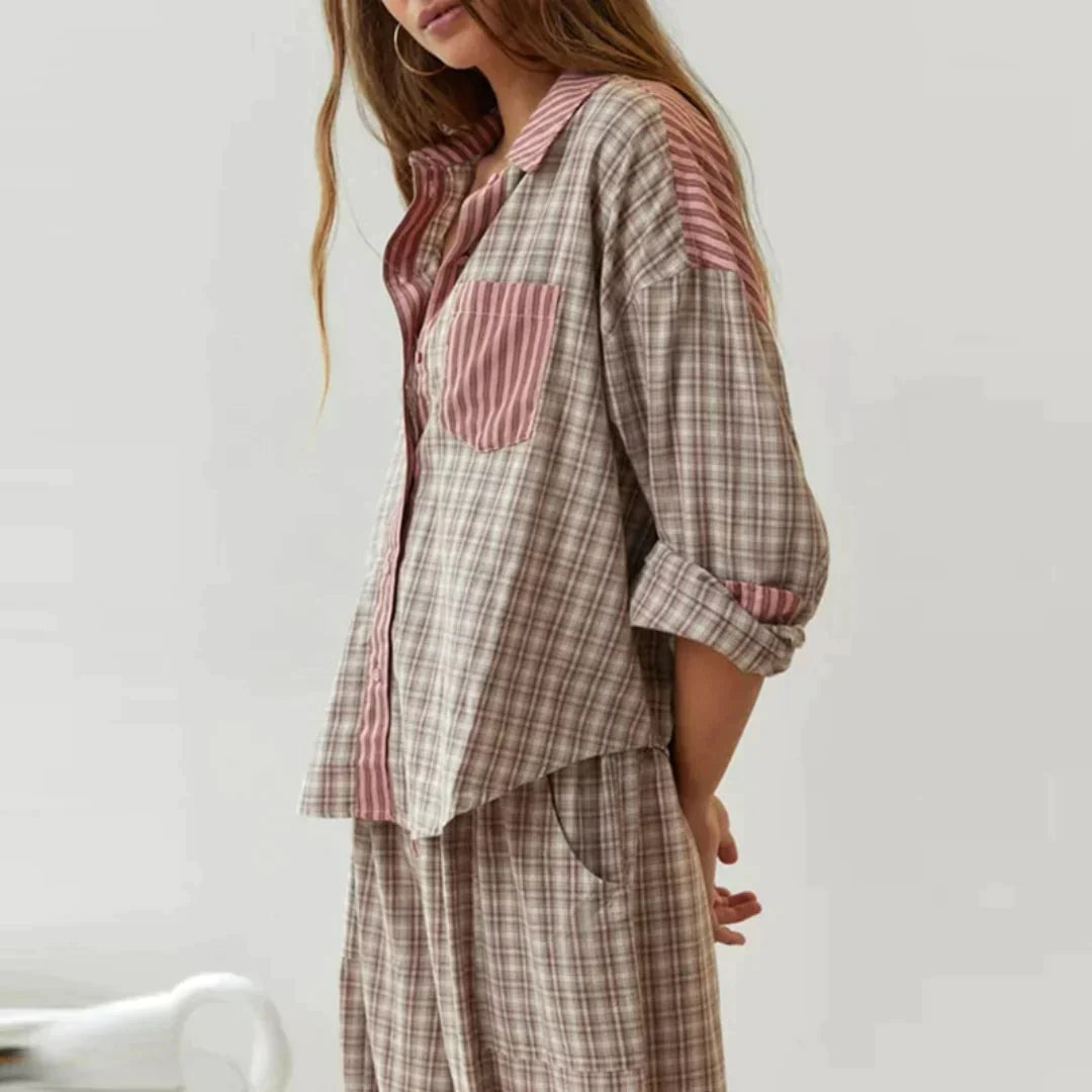 Leila - Damska piżama w kratę